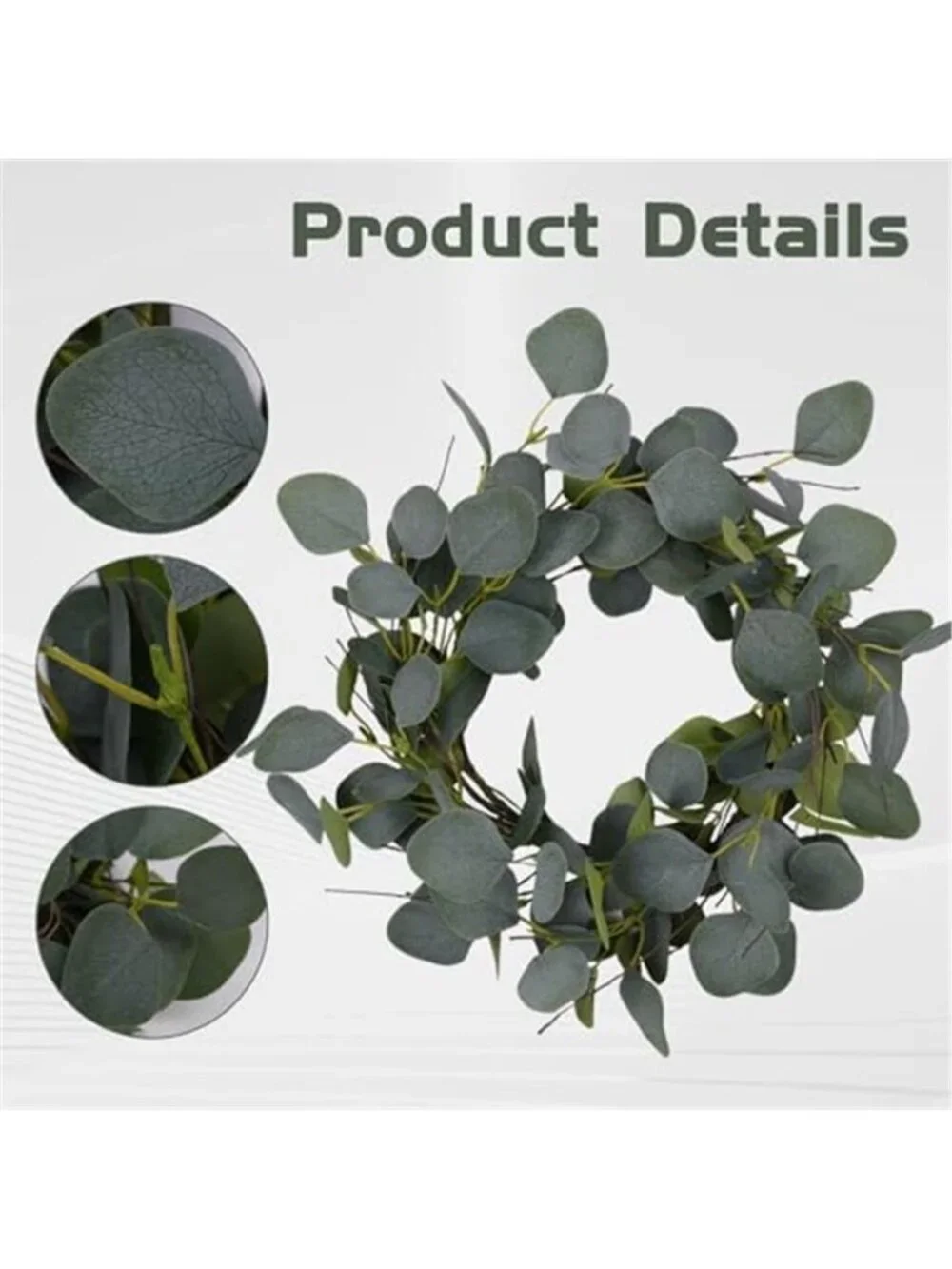 Eucalyptus Leaves Wreath Metal Polyester Green Wreath 15 Inches for The Front